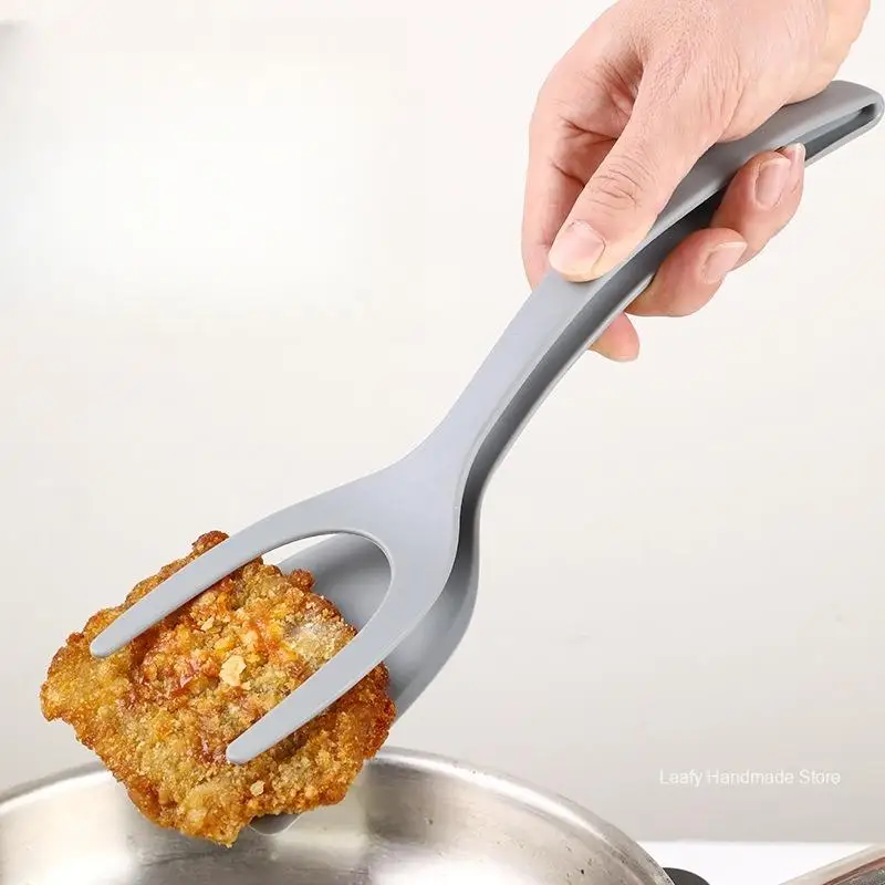 2 in 1 Nylon Grip Flip Tongs Egg Spatula Tongs Steak Spatula Tongs Clamp Pancake Fried Turners Kitchen Accessories Kitchen Items