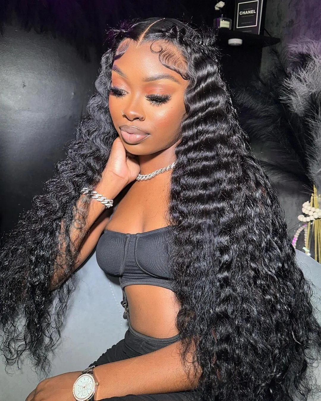 

Loose Wave Human Hair Wigs 13X6 Hd Lace Frontal Wig Deep Water Wave Lace Front Wig Brazilian For Black Women 250 Density 44 Inc