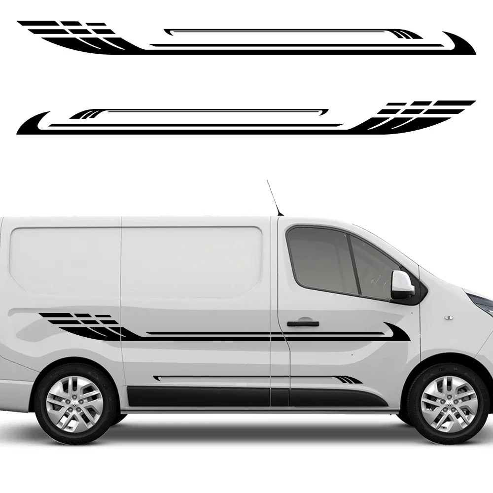Car Body Side Stickers for Camper RV Van Motorhome Caravan Racing Sport Stripes Vinyl Decal Decoration Auto Tuning Accessories