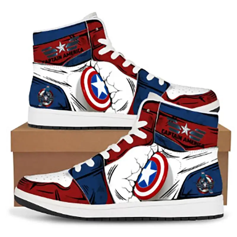Superhero Series Deadpool Spider-Man High-Top Sneakers Captain America Retro Classic Boys and Girls Shoes Gift