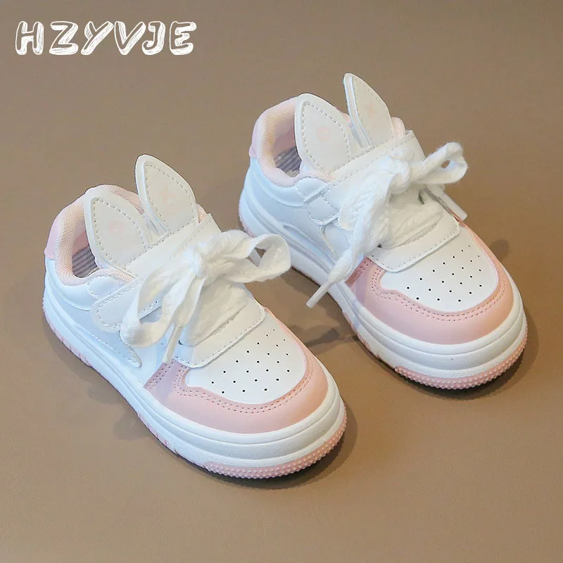 Children Small White Shoes Spring Autumn Tenis Sneakers Boys Girls Sports Shoes Cute Rabbit Ear Soft Soled Casual Board Shoes