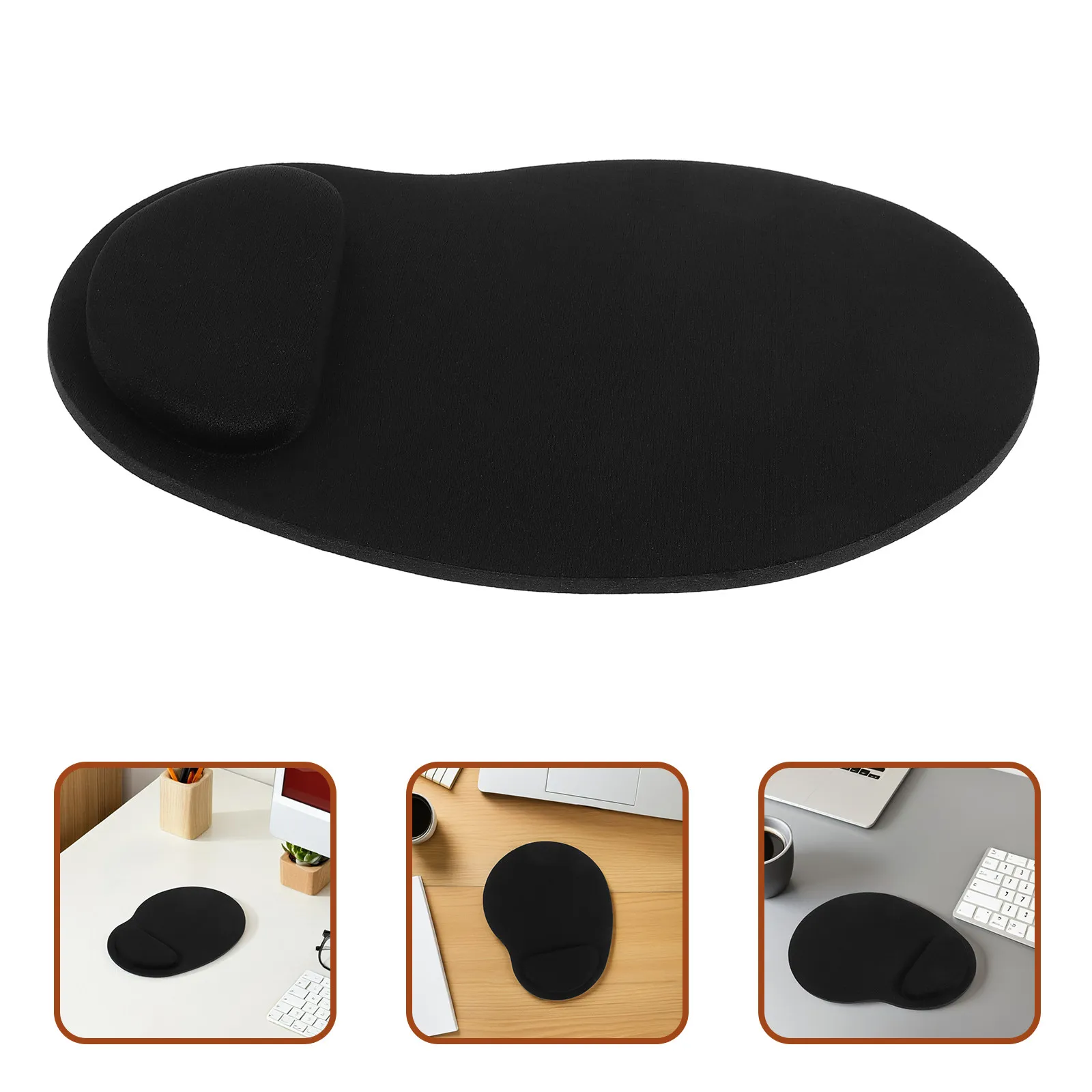 Computer Mouse Pad with Wrist Support Ergonomic Design Silicone Filled Cushion Non Slip Base Smooth Gliding Surface for Office