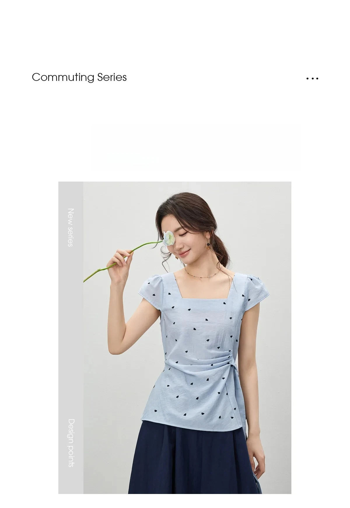 SENTUBILA Damen Chiffonbluse mit Herzmuster, Sommer, Gelb, Quadratischer Ausschnitt, Plissiert, Geraffte Taille, Kurzarm-Hemd 162VB5766 – Detail 5