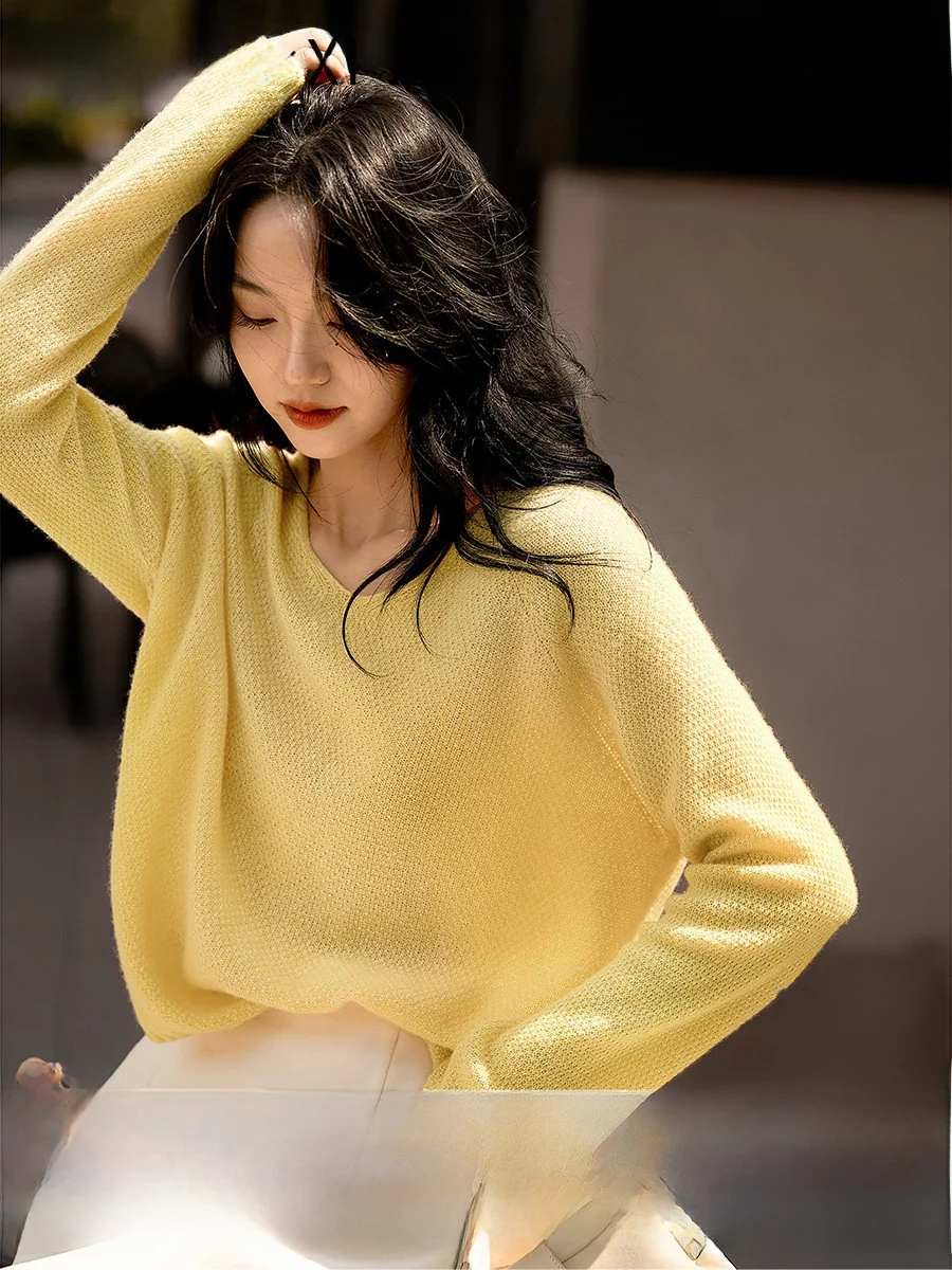 

Soft Lazy Knitted Camere Sweater Sl Osmanthus Needle Consiensi eep Camere Comfortable Loose Fit Casual Sle