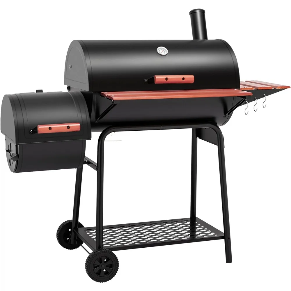 BBQ Grills, 30 Barrel Charcoal Grill with Side Table, 627 Square Inches, Outdoor Backyard, Patio and Parties