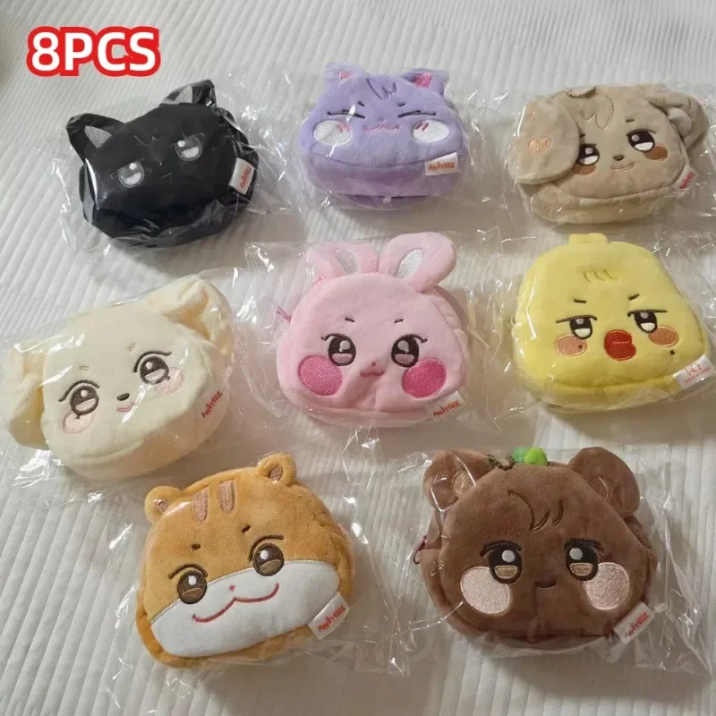 Monedero de felpa Kpop ATEEZ ANITEEZ Seonghwa Yunho Yeosang San Mingi Wooyoung Jongho Kawaii Animal de dibujos animados Mini cartera con cremallera