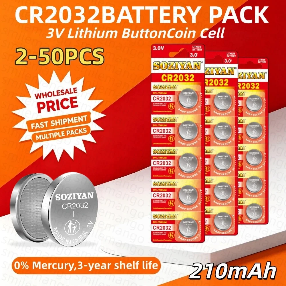 2-50PCS CR2032 Lithium Battery CR 2032 Button Battery For Watch Toy Calculator Car Remote Control Button Coin Cell