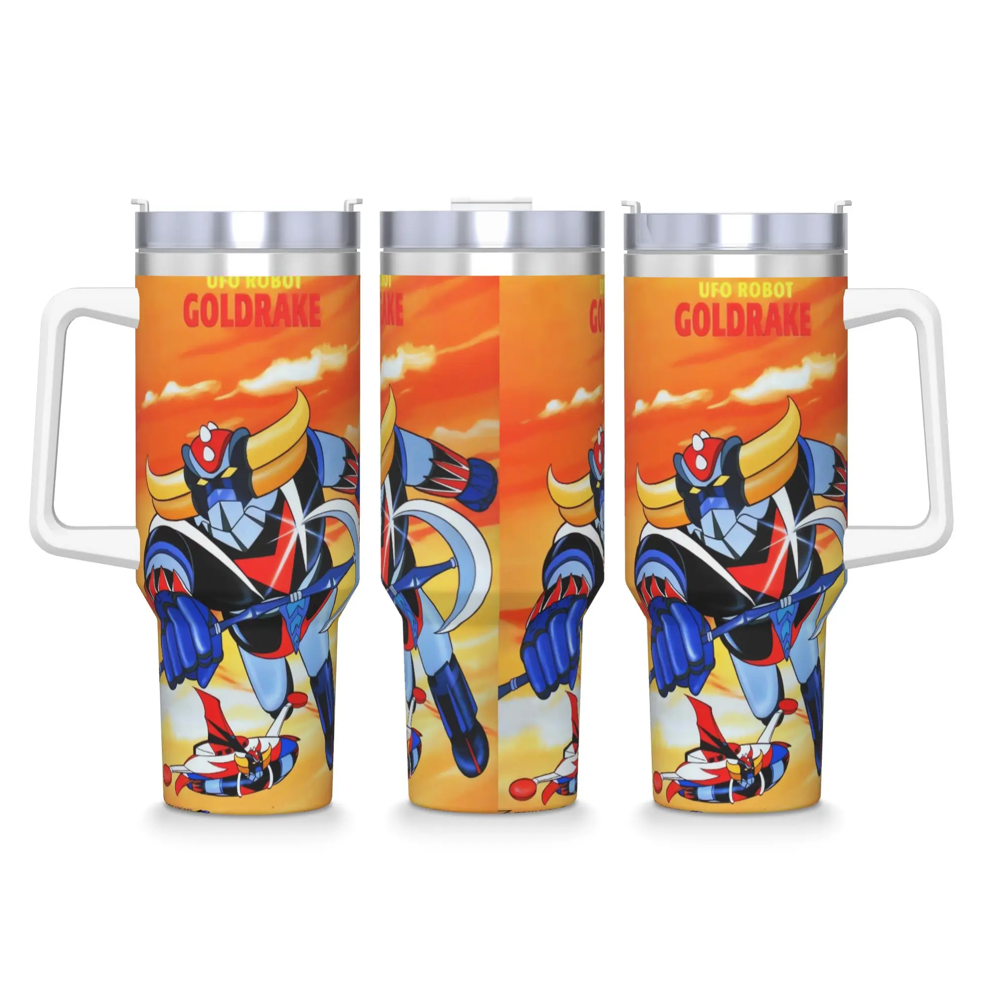 

Goldorak мультяшный стакан из нержавеющей стали, кофейная кружка для кемпинга с соломинкой и крышкой, автомобильные кружки большой емкости, бутылка для воды с горячими напитками