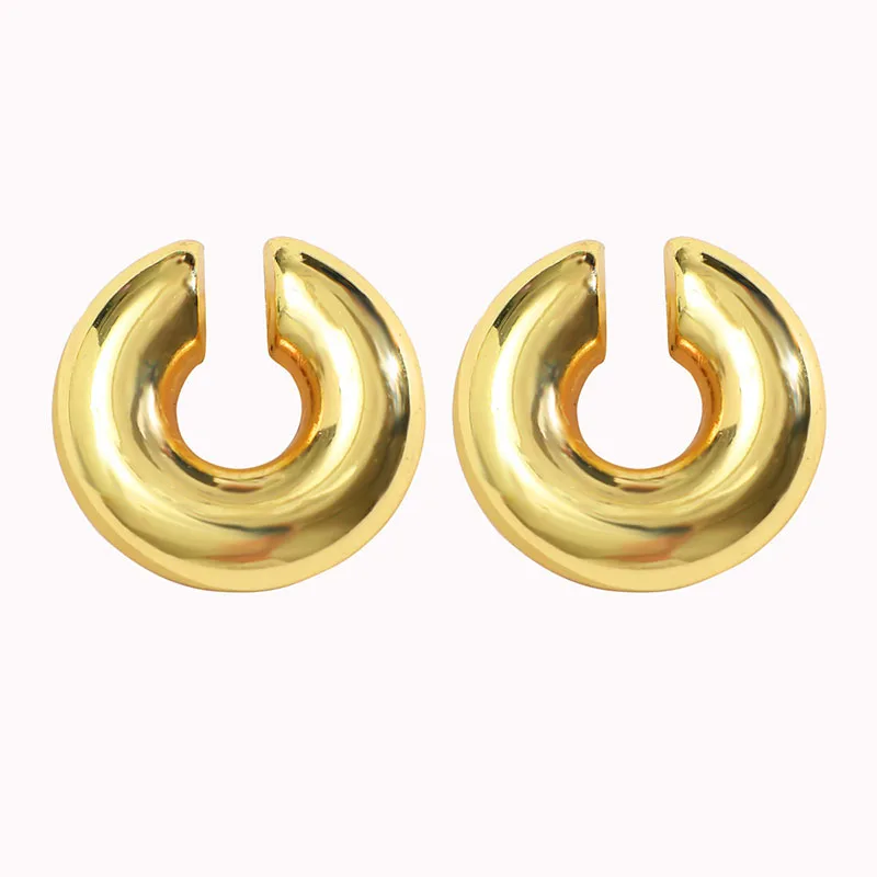 Smooth Colorful Circle Round Ear Clip Earrings For Women Simple C Shape Resin Without Piercing Fake Cartilage Ear Cuff Jewelry