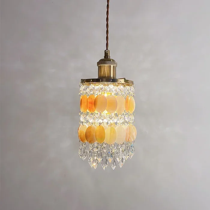 

Gold Shell Crystal Pendant Lights Postmodern Light Luxury Bedroom Bedside Lamp Nordic Restaurant Ceiling Decor Hanging Lighting