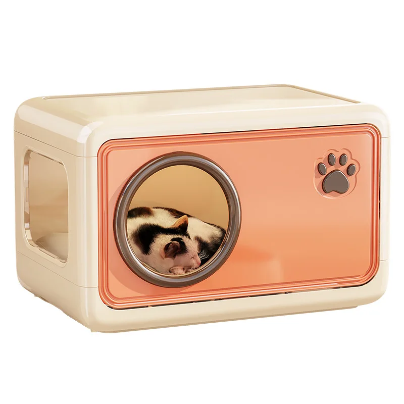 Casa para gatos de plástico cuadrada con puerta y almacenaje - imagen 4