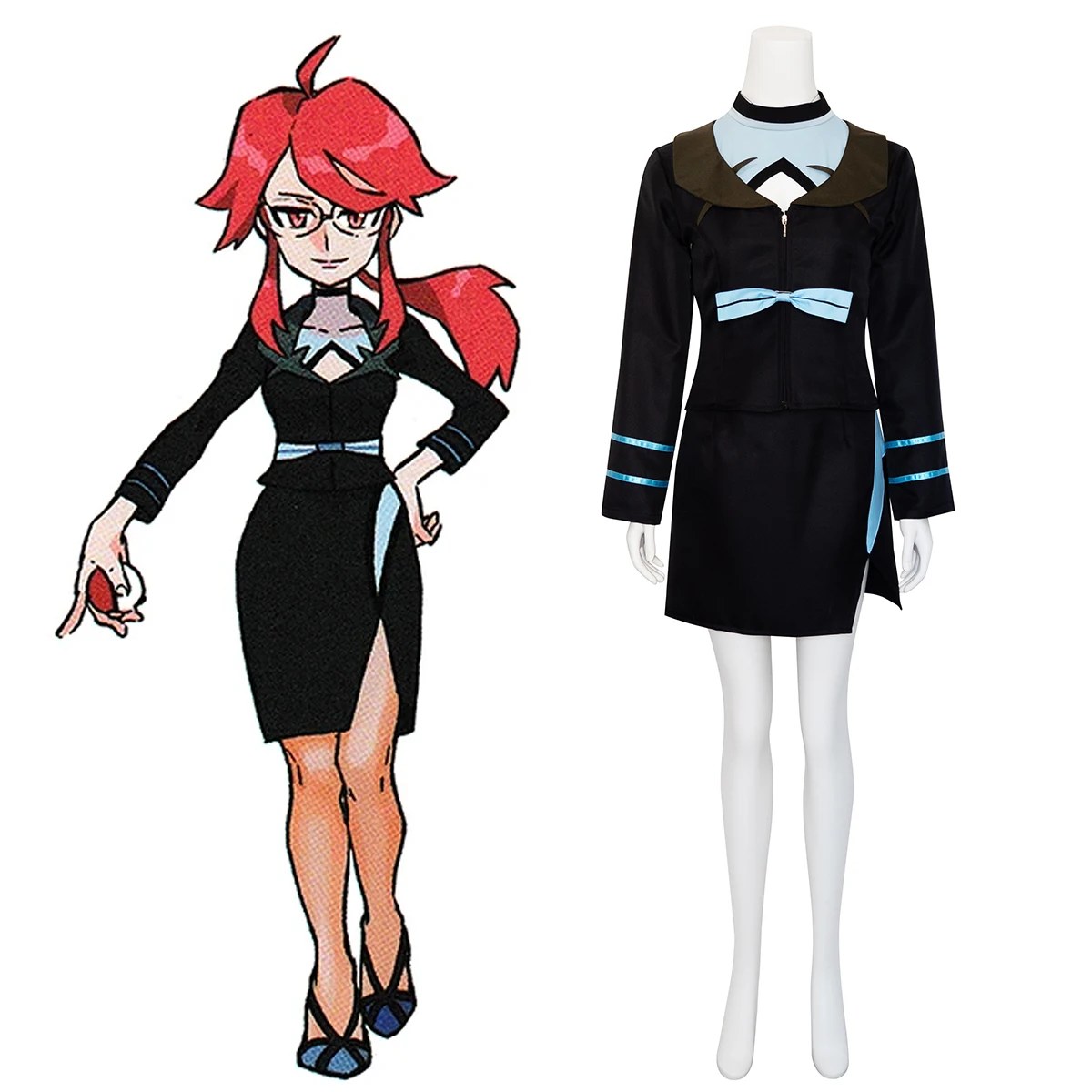 

Elite Four Trainer Lorelei Канна Косплей Костюм Черная Униформа Платье Наряд