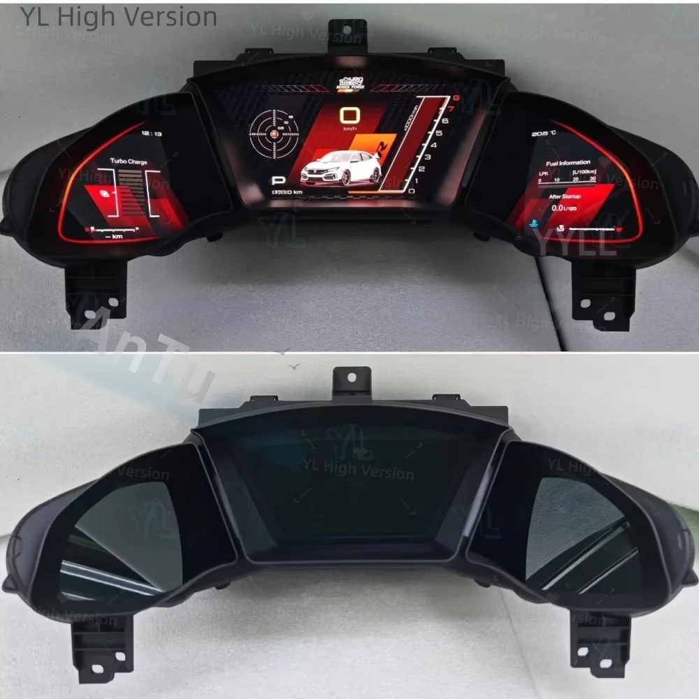 Car Digital Gauge Cluster For Honda Civic 10th 2016-2021 LCD Instrument Panel Dashboard Speedometer Virtual Cockpit Meter Unit