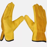 Cowhide Leather Welding Gloves Safety Flame Retardant Gardening Gloves Heat Resistant Palm Reinforced Welding Gauntlets