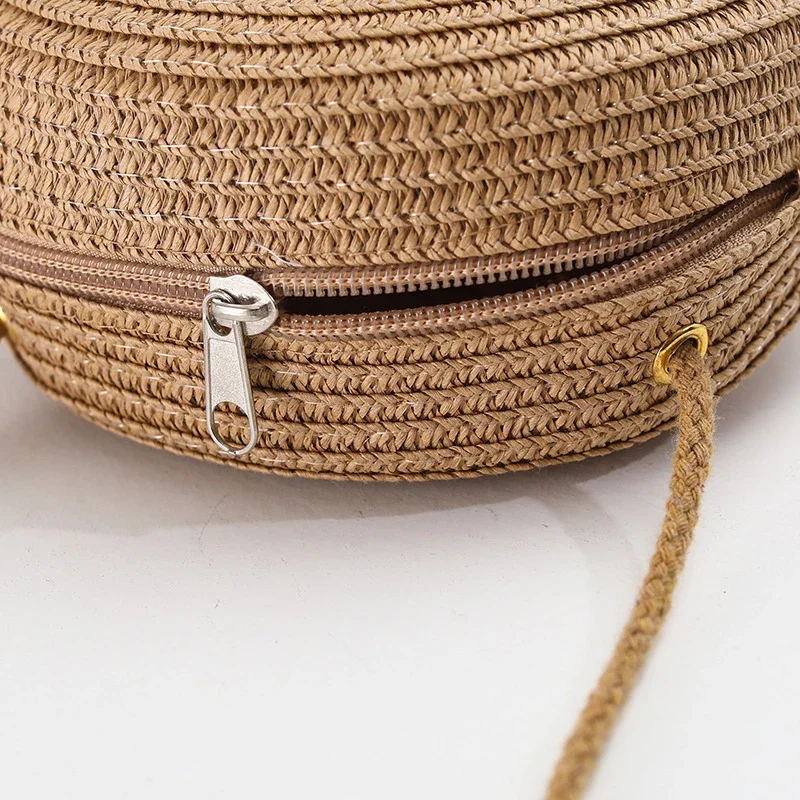 Gusure Summer Woven Straw Crossbody Bags for Women Fashion Round Handmade Rattan Beach Small Handbag Travel Female Shoulder Bag