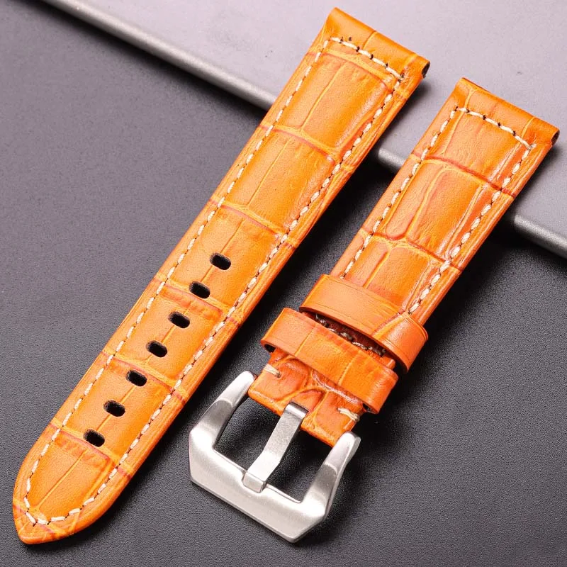 DUTRIEUX Gennuine Leder Uhr Band 5 Farben Krokodil Muster Frauen Männer 20mm 22mm 24mm Strap mit Silber Schwarz stahl Schnalle Armband 9