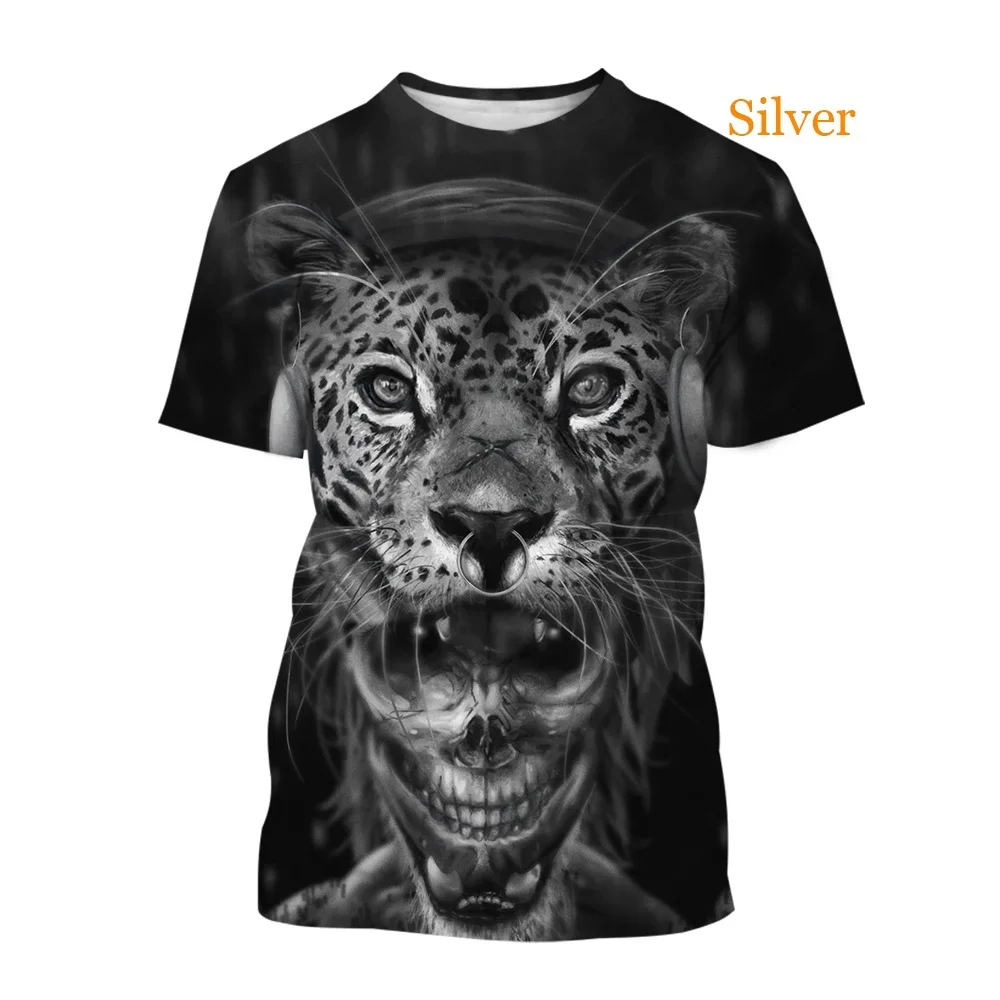 2022 Men's and Women's T-shirt Casual Shirts Funny Loose Tops New Fashion Animal Leopard 3D Printing