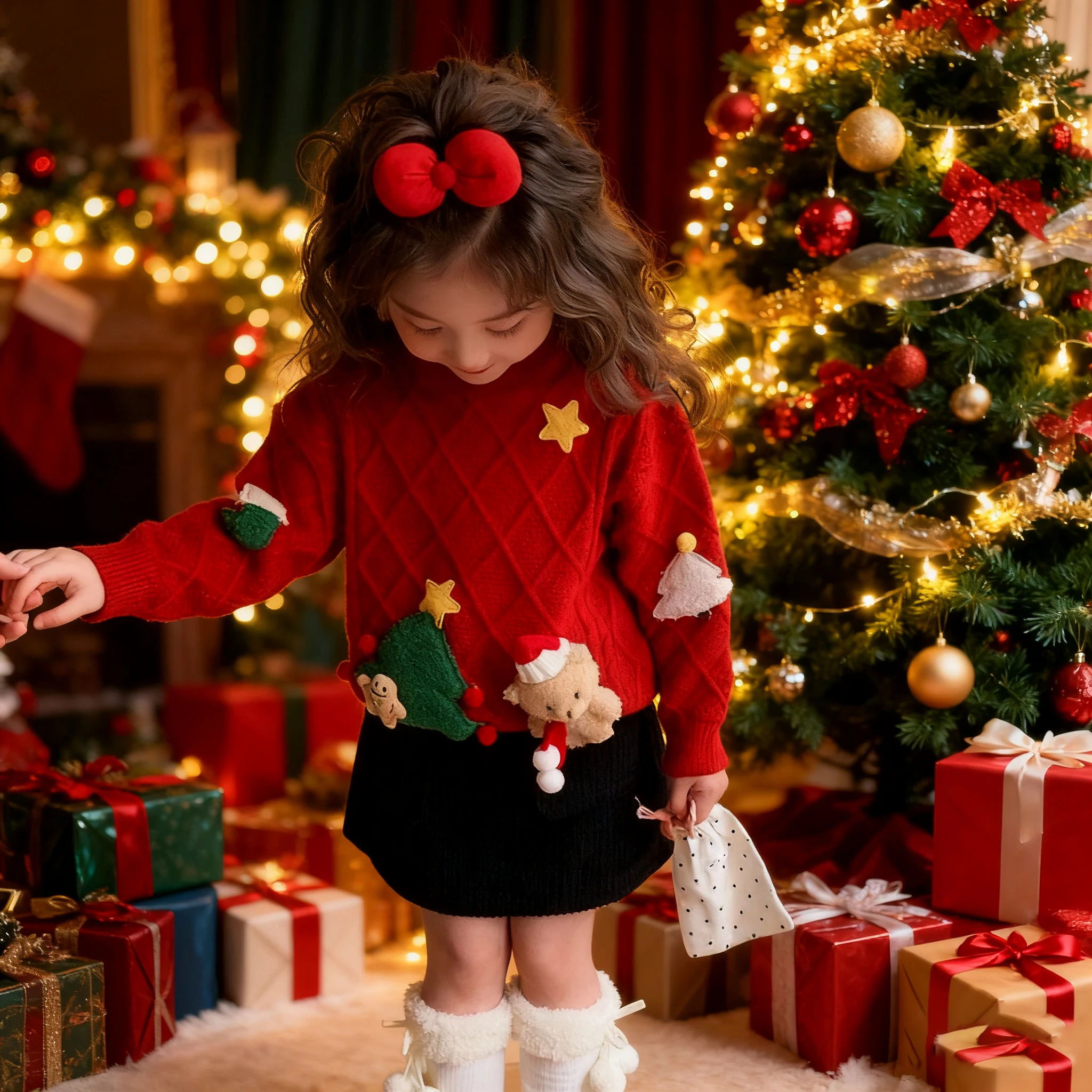 

Одежда для новорожденных, свитера с круглым вырезом, рождественский вязаный свитер, осенне-зимняя детская базовая рубашка для девочек, Рождественский подарок