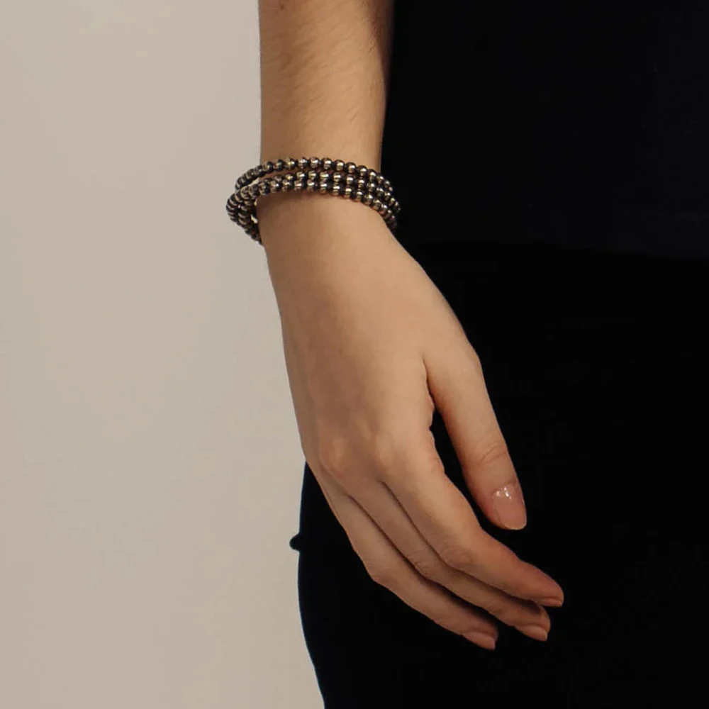 Yumfeel New Navajo Pearl Triple Layer Beaded Bracelet Western Style Vintage Cowgirl Heart Charm Bangles