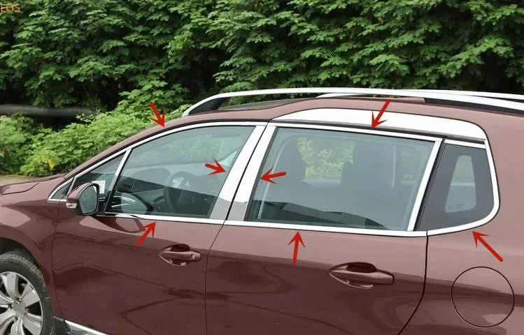 

For Peugeot 2008 2014-2019 stainless steel Car window Decorative strip Window trim Anti-scratch protection car accessories