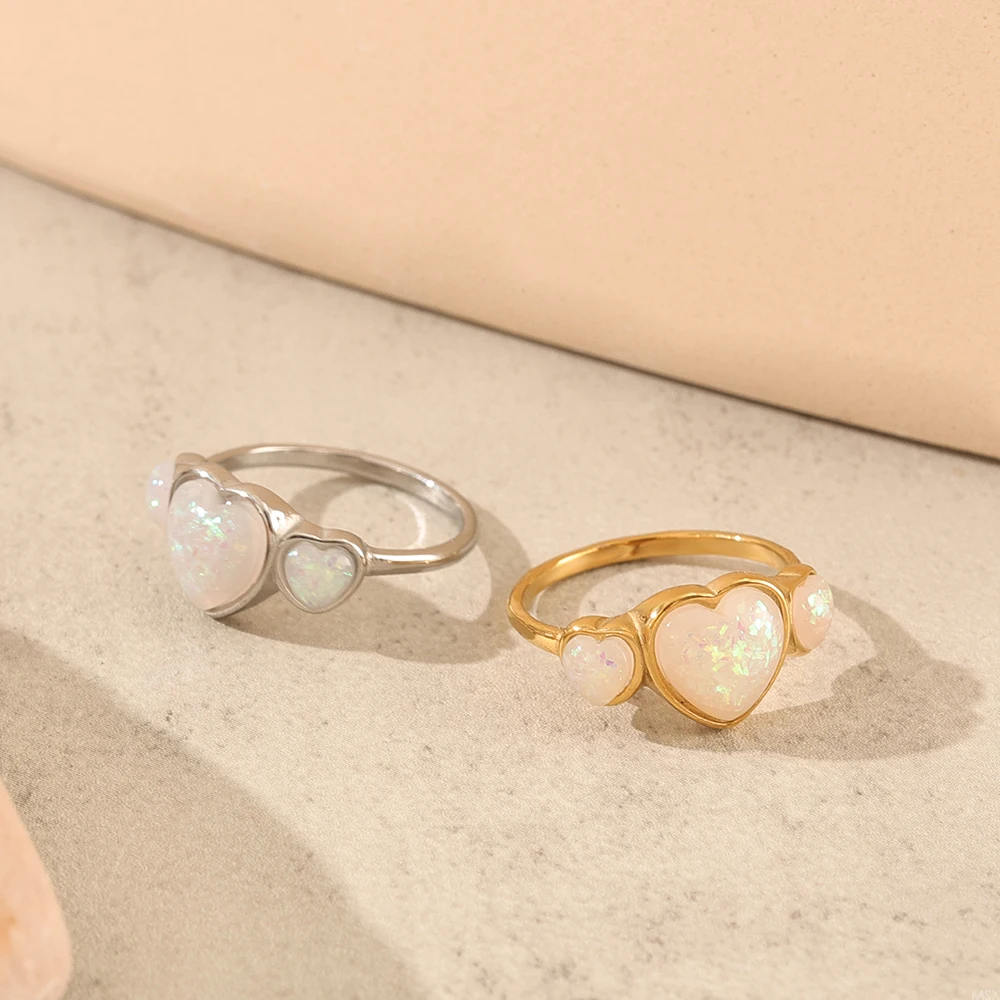JINHUI Süßer Romantischer Liebesring für Frauen, Gold/Silber optional, PVD 18K vergoldeter Edelstahl, Alltagsschmuck-Accessoire – Detail 5