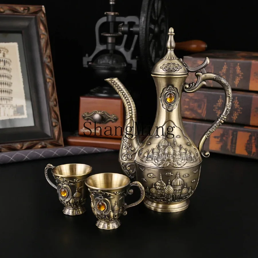 

CLLminimalist retro wine set household white spirit cup creative pot bronze wine dispenser household goods