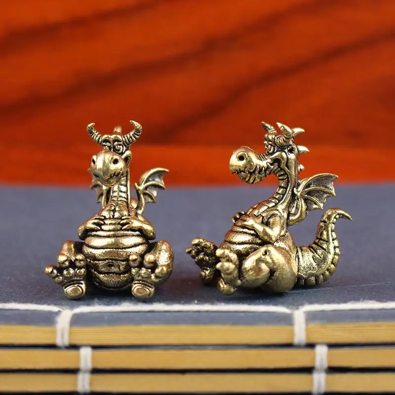 New【1PC Fengshui Chinese Flying Dragon Statue Figurines Vintage Brass Lucky Animal Home Decor Figurines Ornaments Crafts】