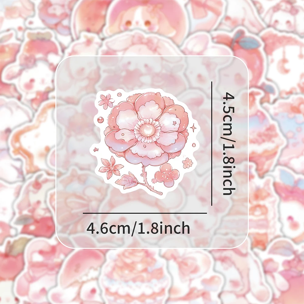 

10/30/54pcs Aesthetic Pink Peach Rabbit Stickers Cute INS Cartoon Decal DIY Skateboard Phone Luggage Waterproof Graffiti Sticker