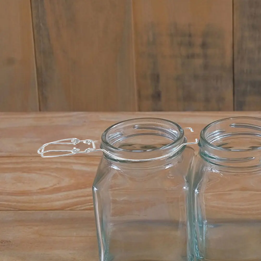 

4 Pcs Sealing Can Buckle Container Clip Strong Spring Stainless Steel Wide Mouth Jar Fastenings Wire Locking Storage Glass Jars