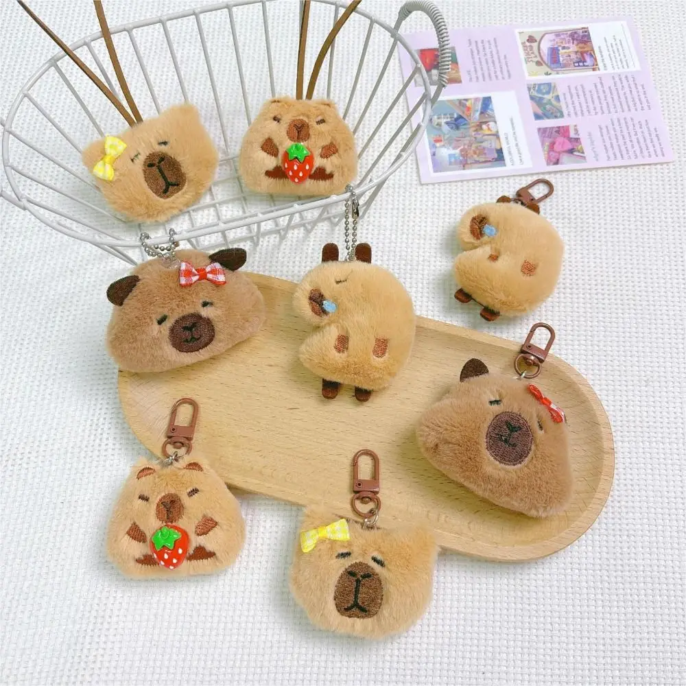 Kawaii Cartoon Capybara Doll Pendant Gifts Stuffed Toys Capybara Plush Keychain Schoolbag Accessories Car Key Ring