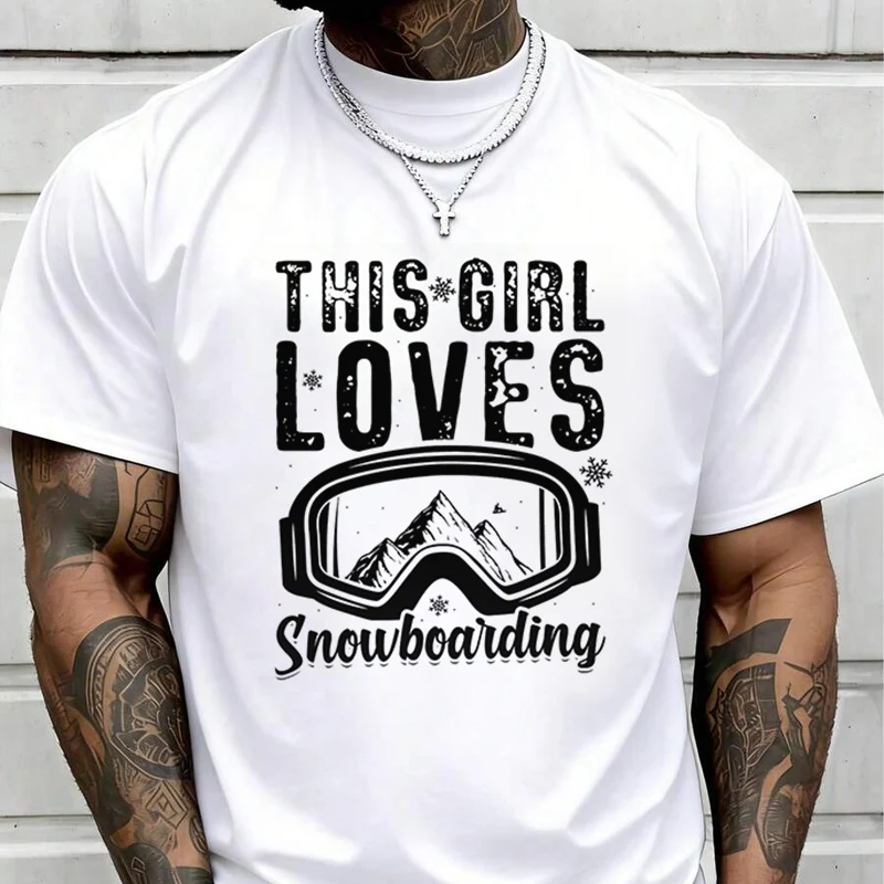 Snowboard Girl Winter Gift Creative Print T Shirt Summer Short-sleeved Casual Tee Men Women Streetwear Loose T-shirt
