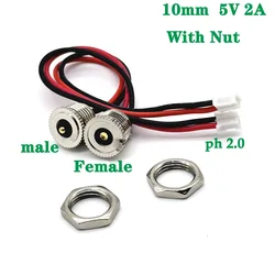 1sets 5V 2A  DC Magnet Pogo Pin Connector DC Power Jack Socket male Female Panel Mount Connector metal  With Nut