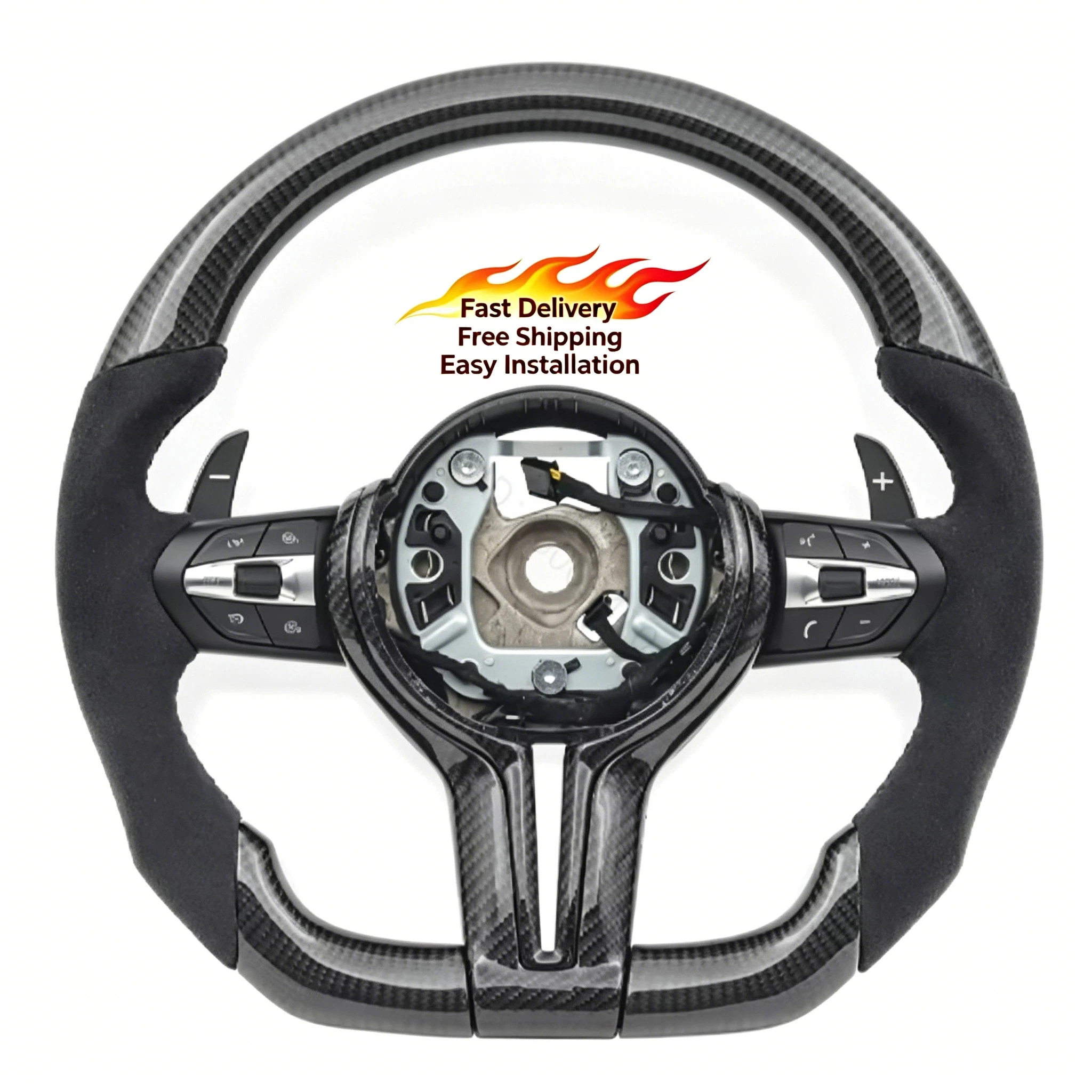 

Sport style Carbon fiber steering wheel with Suede fits for BMW F30 F31 F34 F35 F32 F33 F36 F80 F25 F26 F15 F16 F20 F21