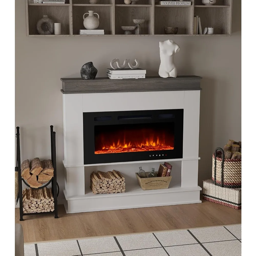 Aquecedor de lareira elétrico autônomo com inserção de 30 polegadas e chamas ajustáveis de 12 cores para salas de estar