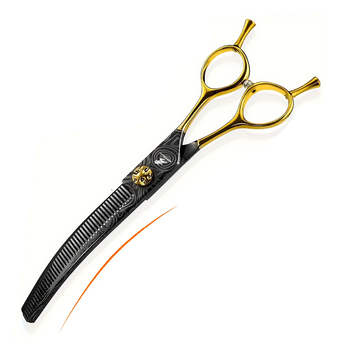 Dog Curved Chunker Scissors 7” Japan Stainless Gold Pet Curved Thinning Scissors Bend Down Chunker Shears Hairdressing Scissors