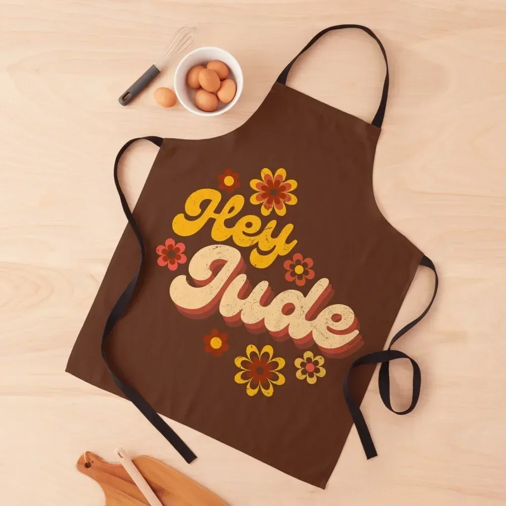 

Hey Jude - brown 60's 70's Pattern - Leather Brown Retro Apron Kitchen For Women For Women Kitchen Apron