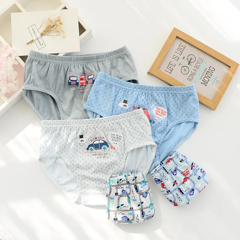 5 Pcs/Lot Little Boys Briefs Dinosaur Shark Truck Space Toddler Kids Baby Underwear Cute Pattern Briefs Size 2T-12Yrs