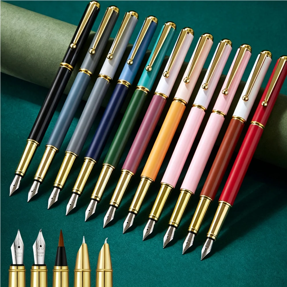 1P Erasable Fountain Pen Carving Logo Upright posture Custom Name Business Gift Office School Anniversary Replaceable Ink Bag ﻿