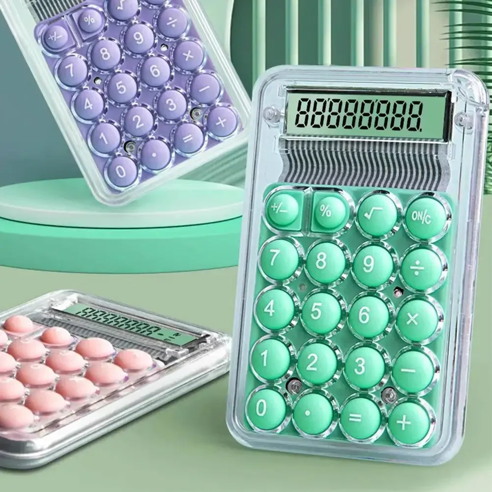 آلة حاسبة صغيرة شفافة بلون الحلوى آلة حاسبة محمولة 8 أرقام LCD الإلكترونية آلة حاسبة للمنزل والمكتب القرطاسية المدرسية #4