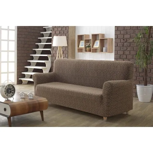 Karna Home Milano Jacquard 2 Seater Sofa Cover Brown