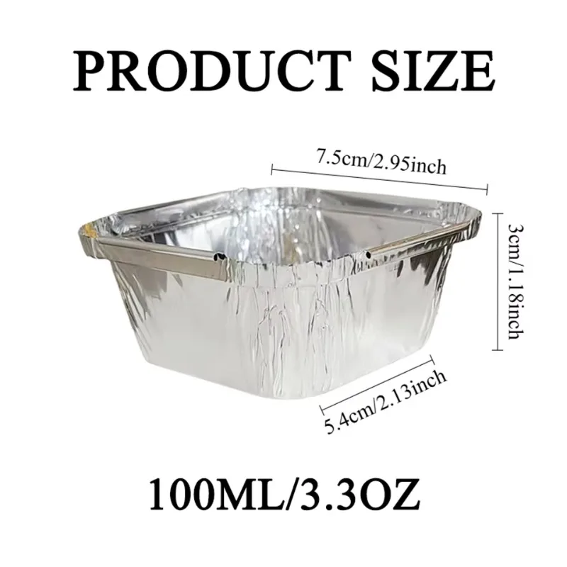 50/100PCS Disposable Foil Food Containers Square Aluminum Trays for Takeaway Meal Prep Catering Food Storage Baking BBQ