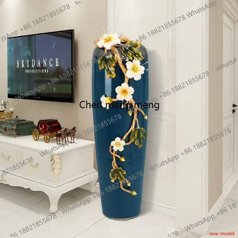 N138Light luxury large vase European-style villa, large floor decoration, flower arrangement entrance living room