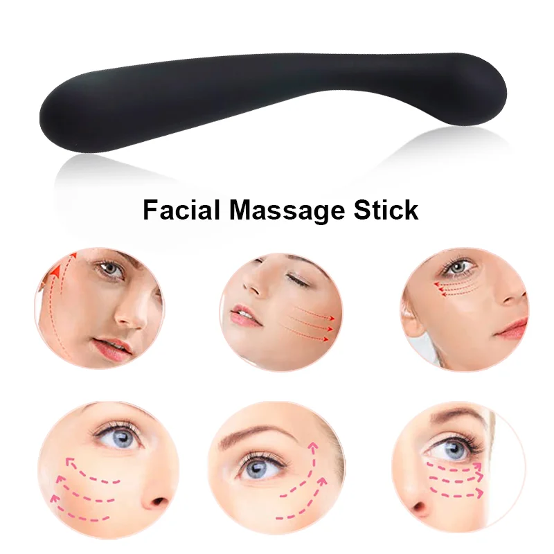 Gezichtsschoonheid Massagestok Zwart Lange ronde kop Massagestok Familiekwaliteit Multifunctionele handmatige stimulator Gemakkelijk mee te nemen