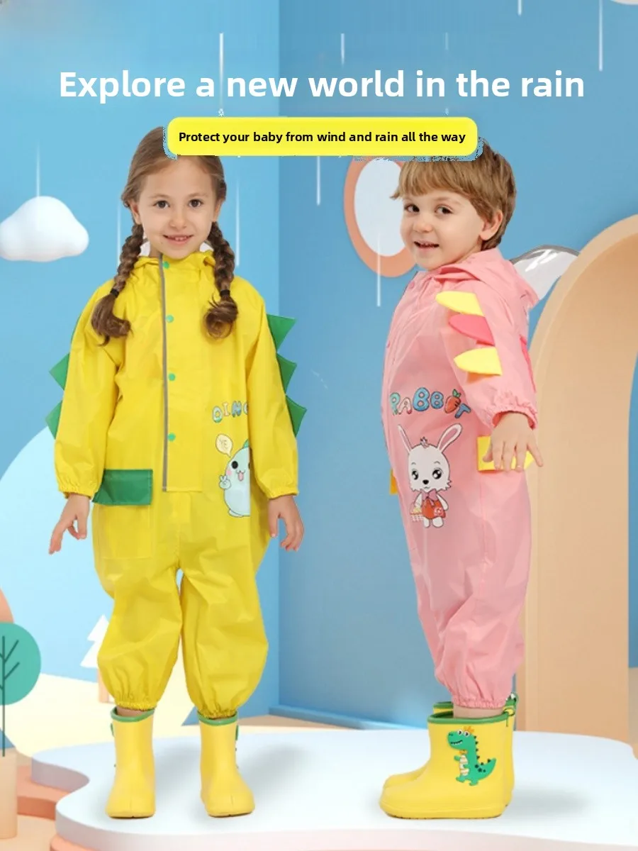

Детский комбинезон-дождевик с мультяшным дизайном, водонепроницаемый, ветрозащитный, из полиэфирного волокна, школьный orm, детский сад, для маленьких мальчиков и девочек