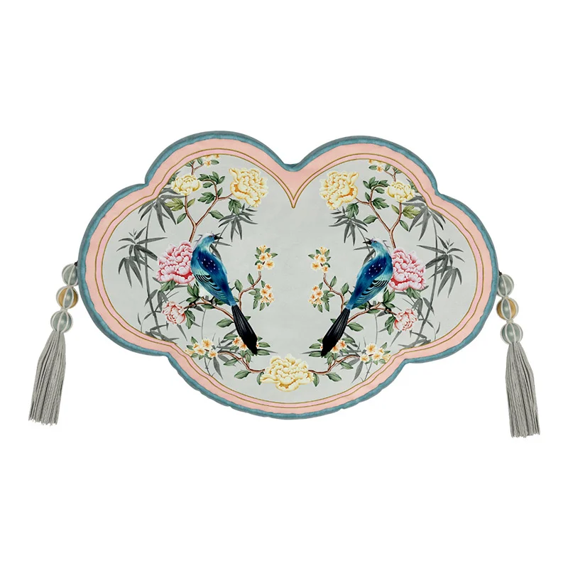 

Butterfly Shape Pillowcase With Insert Luxury Velvet Cushion Tassel Decor Chinoiserie Throw Pillow for Couch Bed Car Irregular