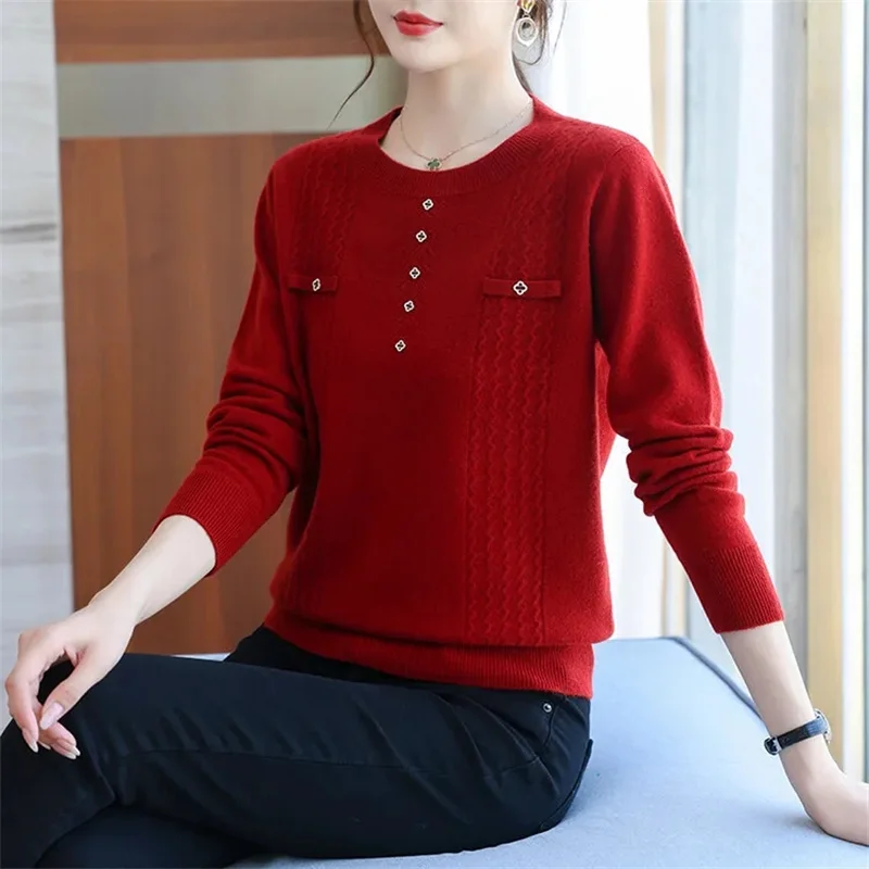 Classic Solid Color Autumn Winter Sweaters Women High-quality Long Sleeve Loose Korean All-match Knitting Bottoming Shirt Tops