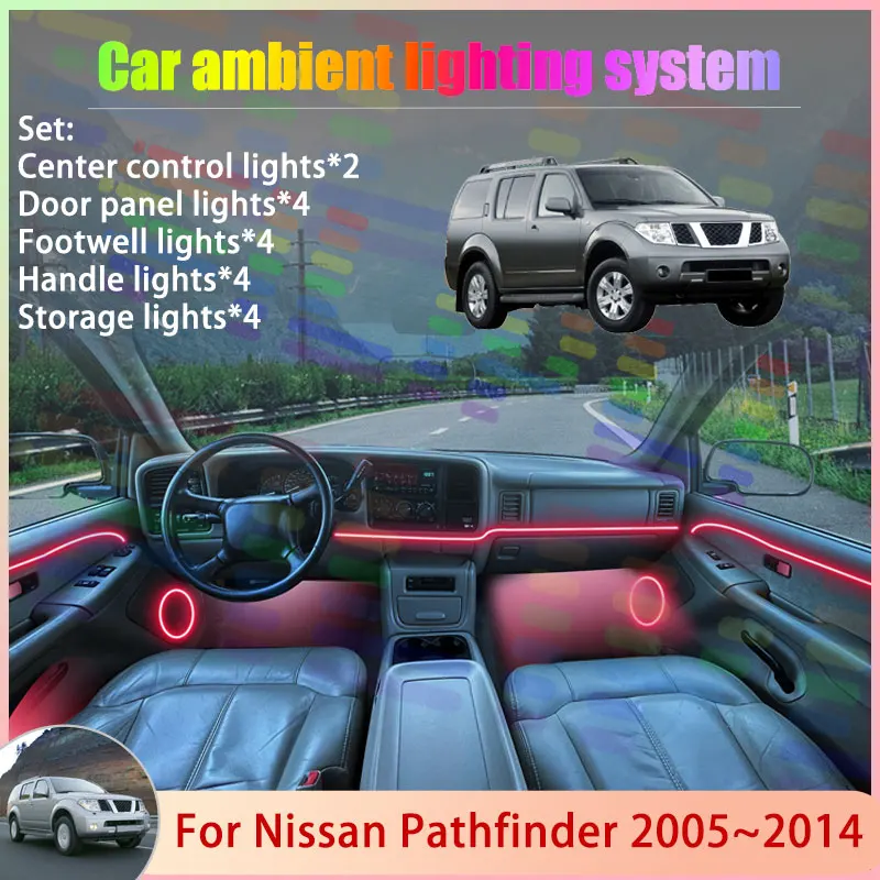 

For Nissan Pathfinder 2005~2014 R51 MK3 2/18 in 1 Car Atmosphere Light Lamp RGB Shade Ensemble Streamer Atmosphere Set Auto Part