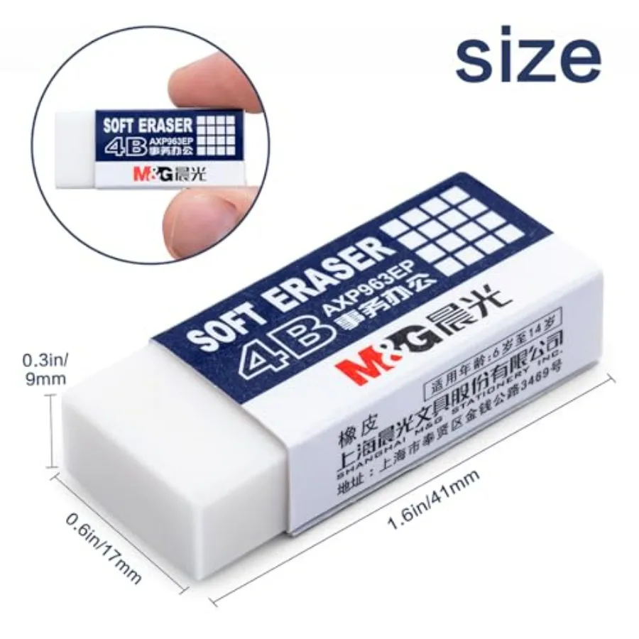 24er-Pack weiße Radiergummis, große Bleistift-Radiergummis, 4B-Gummi, rechteckiger Radiergummi für Schüler, Büro, Kunst, Radiergummis zum Zeichnen, Neu P