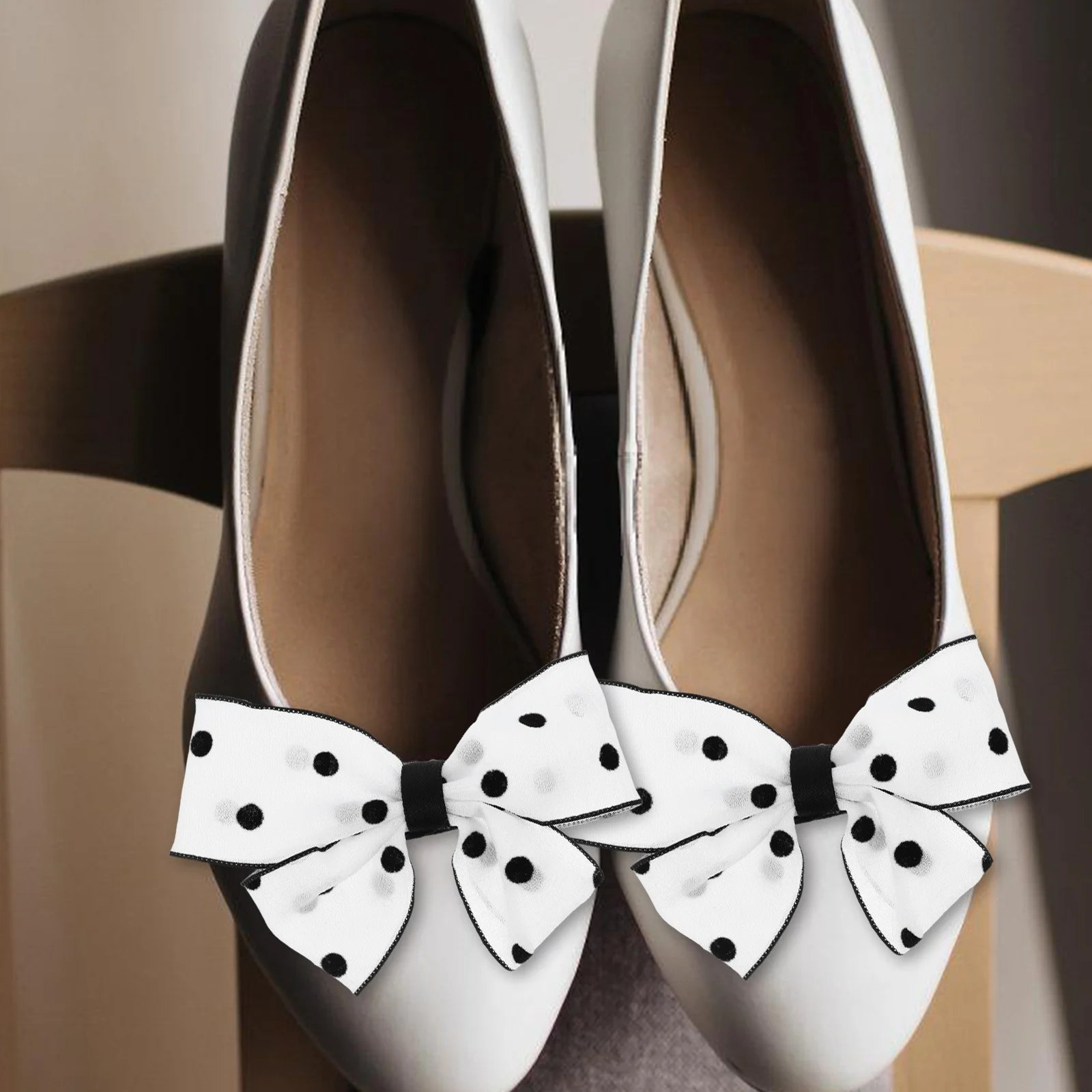 

2Pcs Bow Shoe Clips Detachable Dot Gingham Wedding Bridal Heel Buckle Shoe Decoration Accessories Bows for Shoes