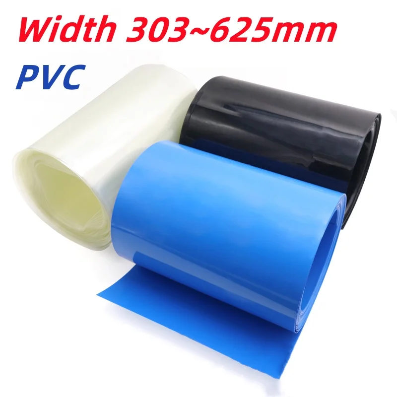 PVC Shrinkable Tube Width 303~625mm 18650 Lithium Battery Heat Shrink Tube Film Sleeves Li-ion Wrap Cover Skin Insulation Sheath